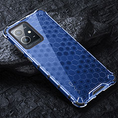 Coque Rebord Contour Silicone et Vitre Transparente Housse Etui 360 Degres AM4 pour Vivo T1 5G India Bleu