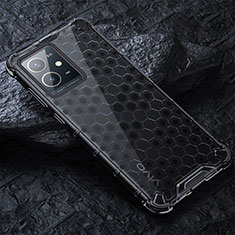 Coque Rebord Contour Silicone et Vitre Transparente Housse Etui 360 Degres AM4 pour Vivo T1 5G India Noir