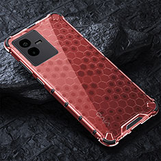 Coque Rebord Contour Silicone et Vitre Transparente Housse Etui 360 Degres AM4 pour Vivo T2x 5G Rouge