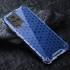 Coque Rebord Contour Silicone et Vitre Transparente Housse Etui 360 Degres AM4 pour Vivo V21s 5G Bleu