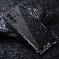 Coque Rebord Contour Silicone et Vitre Transparente Housse Etui 360 Degres AM4 pour Vivo V23 5G Noir