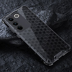 Coque Rebord Contour Silicone et Vitre Transparente Housse Etui 360 Degres AM4 pour Vivo V27 5G Noir