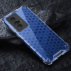 Coque Rebord Contour Silicone et Vitre Transparente Housse Etui 360 Degres AM4 pour Vivo X70t Bleu