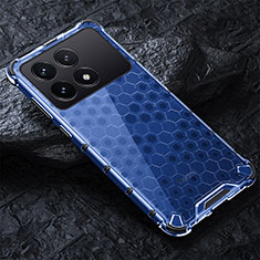 Coque Rebord Contour Silicone et Vitre Transparente Housse Etui 360 Degres AM4 pour Xiaomi Redmi K70 Pro 5G Bleu