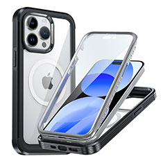 Coque Rebord Contour Silicone et Vitre Transparente Housse Etui 360 Degres avec Mag-Safe Magnetic Magnetique AC1 pour Apple iPhone 13 Pro Noir