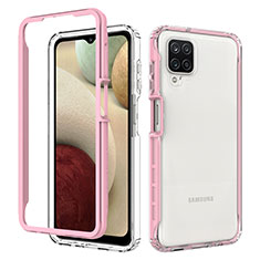 Coque Rebord Contour Silicone et Vitre Transparente Housse Etui 360 Degres JX1 pour Samsung Galaxy A12 Nacho Rose