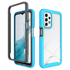 Coque Rebord Contour Silicone et Vitre Transparente Housse Etui 360 Degres JX1 pour Samsung Galaxy A23 5G Bleu Ciel