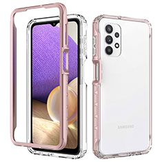 Coque Rebord Contour Silicone et Vitre Transparente Housse Etui 360 Degres JX1 pour Samsung Galaxy A32 5G Or Rose