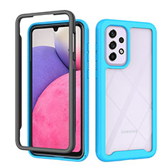 Coque Rebord Contour Silicone et Vitre Transparente Housse Etui 360 Degres JX1 pour Samsung Galaxy A33 5G Bleu Ciel