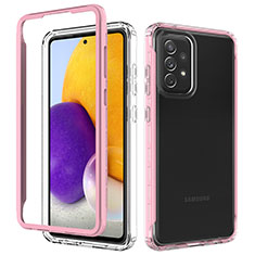 Coque Rebord Contour Silicone et Vitre Transparente Housse Etui 360 Degres JX1 pour Samsung Galaxy A72 4G Rose