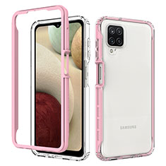 Coque Rebord Contour Silicone et Vitre Transparente Housse Etui 360 Degres JX1 pour Samsung Galaxy F12 Rose