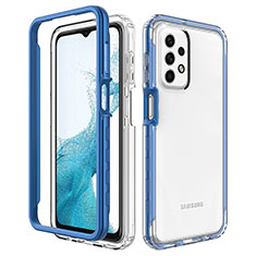 Coque Rebord Contour Silicone et Vitre Transparente Housse Etui 360 Degres JX2 pour Samsung Galaxy A23 4G Bleu