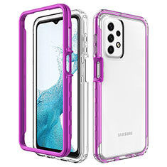 Coque Rebord Contour Silicone et Vitre Transparente Housse Etui 360 Degres JX2 pour Samsung Galaxy A23 4G Violet