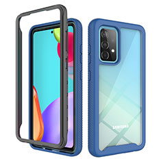 Coque Rebord Contour Silicone et Vitre Transparente Housse Etui 360 Degres JX2 pour Samsung Galaxy A52s 5G Bleu et Noir