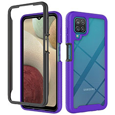 Coque Rebord Contour Silicone et Vitre Transparente Housse Etui 360 Degres JX2 pour Samsung Galaxy F12 Violet