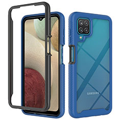 Coque Rebord Contour Silicone et Vitre Transparente Housse Etui 360 Degres JX2 pour Samsung Galaxy M12 Bleu