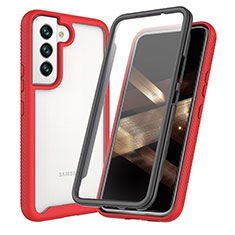 Coque Rebord Contour Silicone et Vitre Transparente Housse Etui 360 Degres M01 pour Samsung Galaxy S24 5G Rouge