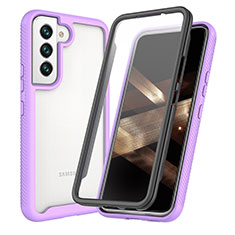 Coque Rebord Contour Silicone et Vitre Transparente Housse Etui 360 Degres M01 pour Samsung Galaxy S24 5G Violet