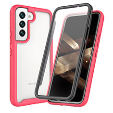 Coque Rebord Contour Silicone et Vitre Transparente Housse Etui 360 Degres M01 pour Samsung Galaxy S24 Plus 5G Rose Rouge