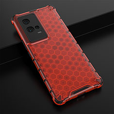 Coque Rebord Contour Silicone et Vitre Transparente Housse Etui 360 Degres M01 pour Vivo iQOO 8 Pro 5G Rouge