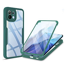 Coque Rebord Contour Silicone et Vitre Transparente Housse Etui 360 Degres M01 pour Xiaomi Mi 11 5G Vert