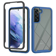 Coque Rebord Contour Silicone et Vitre Transparente Housse Etui 360 Degres M02 pour Samsung Galaxy S23 5G Bleu