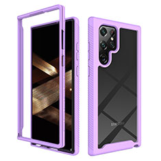 Coque Rebord Contour Silicone et Vitre Transparente Housse Etui 360 Degres M02 pour Samsung Galaxy S24 Ultra 5G Violet