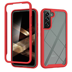 Coque Rebord Contour Silicone et Vitre Transparente Housse Etui 360 Degres M02 pour Samsung Galaxy S25 5G Rouge