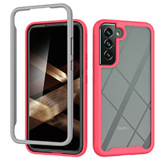 Coque Rebord Contour Silicone et Vitre Transparente Housse Etui 360 Degres M02 pour Samsung Galaxy S25 Plus 5G Rose Rouge