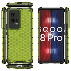 Coque Rebord Contour Silicone et Vitre Transparente Housse Etui 360 Degres M03 pour Vivo iQOO 8 Pro 5G Vert