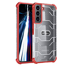 Coque Rebord Contour Silicone et Vitre Transparente Housse Etui 360 Degres M06 pour Samsung Galaxy S23 Plus 5G Rouge