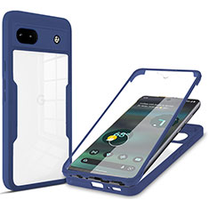 Coque Rebord Contour Silicone et Vitre Transparente Housse Etui 360 Degres MJ1 pour Google Pixel 6a 5G Bleu