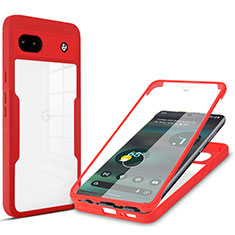 Coque Rebord Contour Silicone et Vitre Transparente Housse Etui 360 Degres MJ1 pour Google Pixel 6a 5G Rouge