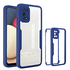 Coque Rebord Contour Silicone et Vitre Transparente Housse Etui 360 Degres MJ1 pour Samsung Galaxy A03s Bleu