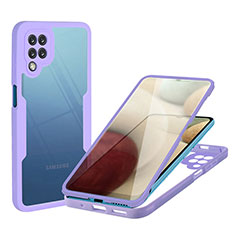 Coque Rebord Contour Silicone et Vitre Transparente Housse Etui 360 Degres MJ1 pour Samsung Galaxy A12 5G Violet