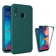 Coque Rebord Contour Silicone et Vitre Transparente Housse Etui 360 Degres MJ1 pour Samsung Galaxy A20 Vert