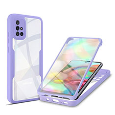 Coque Rebord Contour Silicone et Vitre Transparente Housse Etui 360 Degres MJ1 pour Samsung Galaxy A71 4G A715 Violet