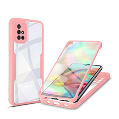 Coque Rebord Contour Silicone et Vitre Transparente Housse Etui 360 Degres MJ1 pour Samsung Galaxy A71 5G Or Rose