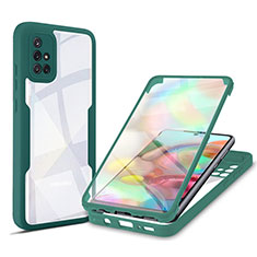 Coque Rebord Contour Silicone et Vitre Transparente Housse Etui 360 Degres MJ1 pour Samsung Galaxy A71 5G Vert