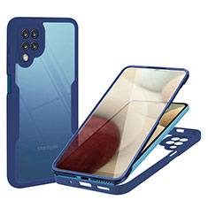 Coque Rebord Contour Silicone et Vitre Transparente Housse Etui 360 Degres MJ1 pour Samsung Galaxy F12 Bleu