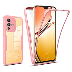 Coque Rebord Contour Silicone et Vitre Transparente Housse Etui 360 Degres MJ1 pour Vivo V23 5G Or Rose