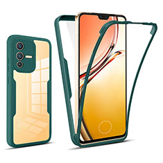 Coque Rebord Contour Silicone et Vitre Transparente Housse Etui 360 Degres MJ1 pour Vivo V23 5G Vert