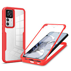 Coque Rebord Contour Silicone et Vitre Transparente Housse Etui 360 Degres MJ1 pour Xiaomi Mi 12T 5G Rouge