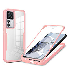 Coque Rebord Contour Silicone et Vitre Transparente Housse Etui 360 Degres MJ1 pour Xiaomi Mi 12T Pro 5G Or Rose