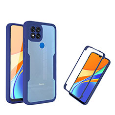 Coque Rebord Contour Silicone et Vitre Transparente Housse Etui 360 Degres MJ1 pour Xiaomi POCO C3 Bleu