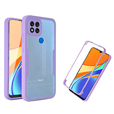 Coque Rebord Contour Silicone et Vitre Transparente Housse Etui 360 Degres MJ1 pour Xiaomi POCO C31 Violet