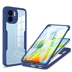 Coque Rebord Contour Silicone et Vitre Transparente Housse Etui 360 Degres MJ1 pour Xiaomi Poco C50 Bleu