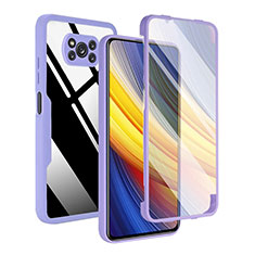 Coque Rebord Contour Silicone et Vitre Transparente Housse Etui 360 Degres MJ1 pour Xiaomi Poco X3 Violet