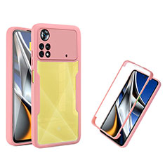 Coque Rebord Contour Silicone et Vitre Transparente Housse Etui 360 Degres MJ1 pour Xiaomi Poco X4 Pro 5G Or Rose