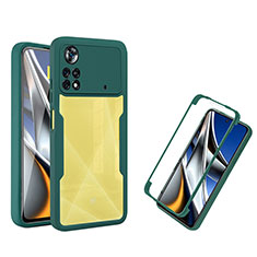 Coque Rebord Contour Silicone et Vitre Transparente Housse Etui 360 Degres MJ1 pour Xiaomi Poco X4 Pro 5G Vert